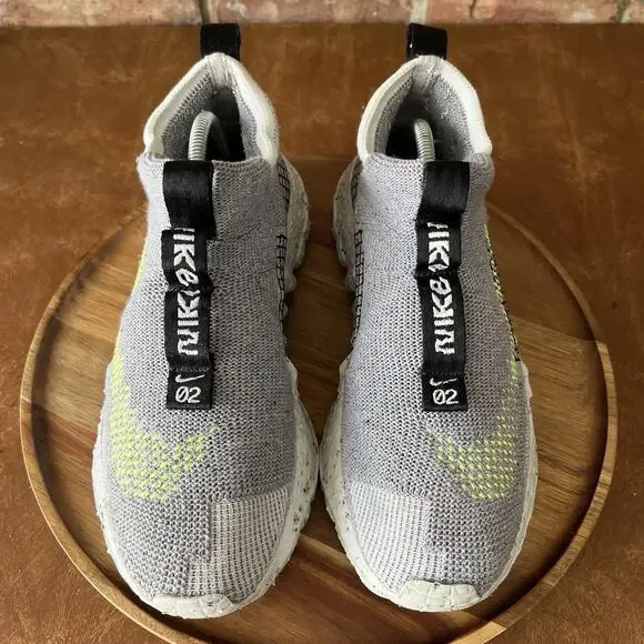 Nike Space Hippie 02 Low Knitted Men's 10 Sneakers Shoes Gray Volt CQ3988-002
